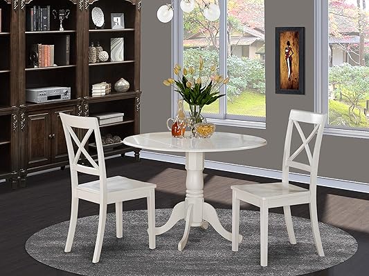 East West Furniture 3-Piece Small Kitchen Table and Chairs Set