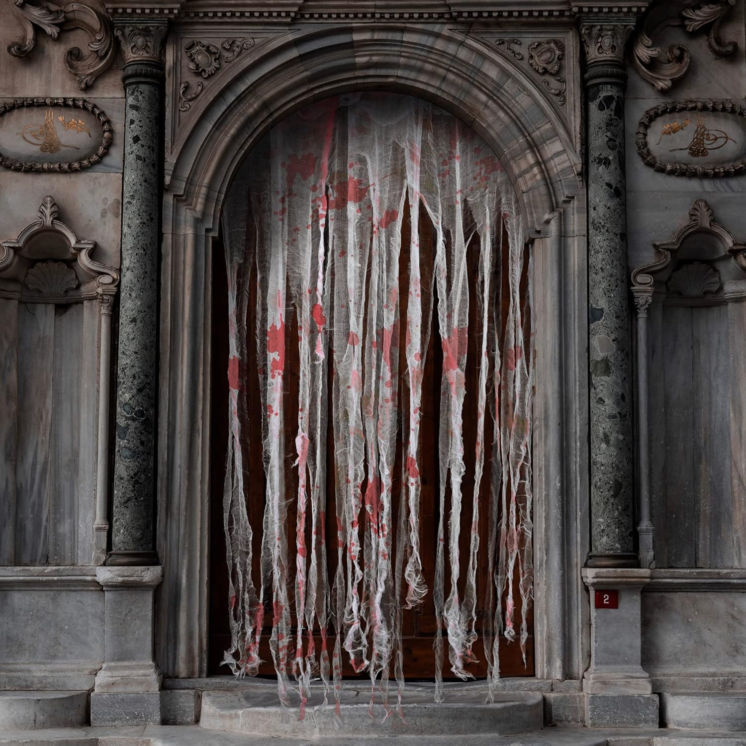Outdoor Curtains - Watayo 3Pcs Halloween Doorway Curtain- 65x39 Inch Door Curtain Decorations with Bloody Prints- Bloody Creepy Cloth for Scary Halloween Party Haunted House Entrance Décor