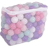 BalanceFrom Play Pit Balls Toy Set for Kids with Mesh Bag, Rainbow or Pastel Colors – Crush-Proof Plastic for Ball Pits, Playhouses, Bounce Houses, Pools, Tents, and Birthday Parties