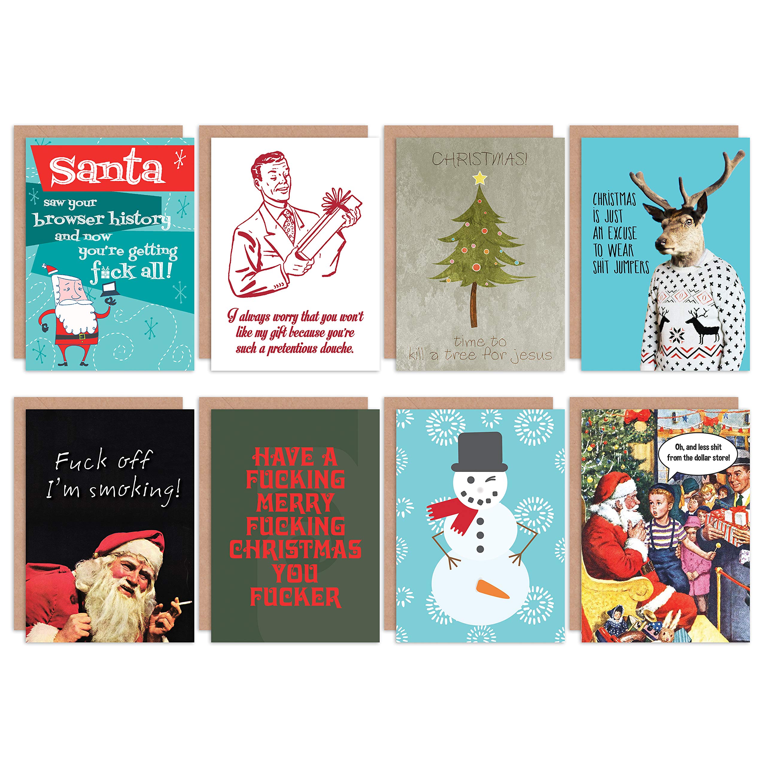 Wee Blue Coo Rude Christmas Card Pack