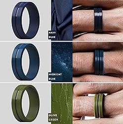 ThunderFit Silicone Wedding Rings For Men, Beveled