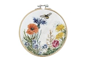 DUTCH STITCH BROTHERS - Wildflowers Counted Cross Stitch 6" Hoop and Pattern Included - Cross Stitching Kits for Adults Advanced and Beginners