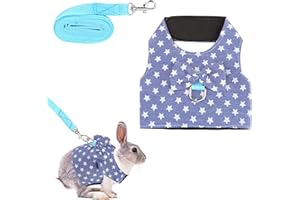 Filhome Adjustable Rabbit Harness Leash, Bunny Harness Leash Cute Vest Harness for Rabbit Ferret Bunny Kitten Guinea Pig Walking Medium