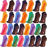 SATINIOR 30 Pairs Non Slip Socks Yoga Socks Footprint Style Grips Sport Sock Colorful Hospital Socks for Women Men Yoga Barre