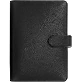 Filofax Saffiano Organizer, Personal Size, Black - Cross-Grain, Leather-Look, Six Rings, Week-to-View Insert, Multilingual (C022470)
