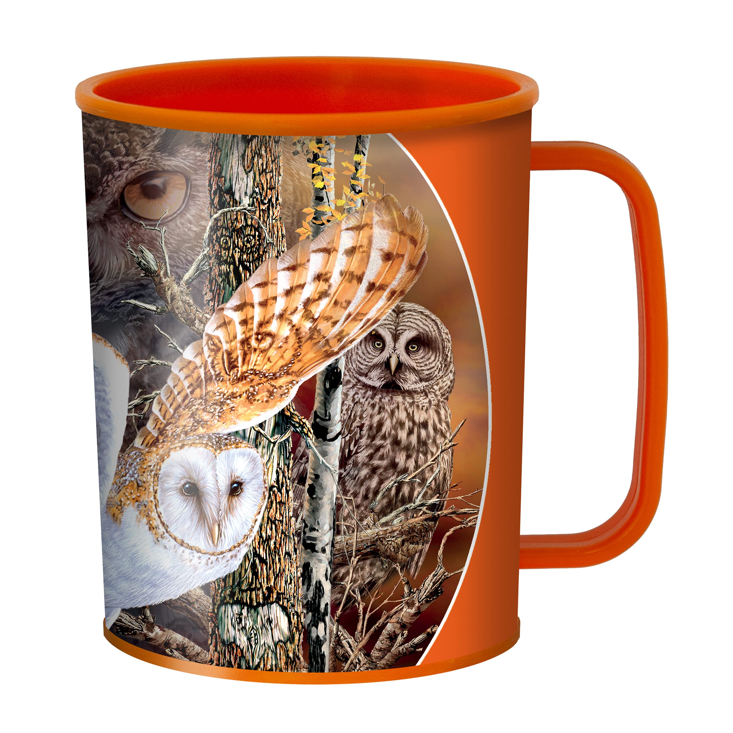 3D LiveLife Drinking Cup - Owl Woods from Deluxebase. 300ml Plastic Mug with Bird Theme, Reusable Coffee Cup, Portable Animal Tumbler for Camping, Picnic, Travel & Everyday Use.
