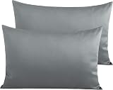 NTBAY 2 Pack 500 Thread Count Egyptian Cotton Pillowcases Grey 50x75 cm