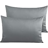 NTBAY Egyptian Cotton Queen Pillowcases - Set of 2, 500 Thread Count Cotton Pillowcases - Soft and Breathable Envelope Closure Pillow Cases - 20x30 Pillow Covers for Bed, Dark Grey