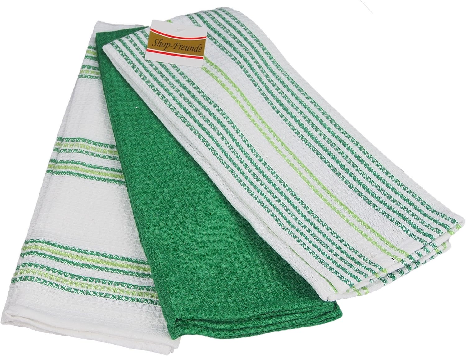 Shopfreunde 3er Pack Kuchentucher 100 Baumwolle Frottee Waffel Pique 40x60 Cm Geschirrtucher Farbe Grun Amazon De Kuche Haushalt