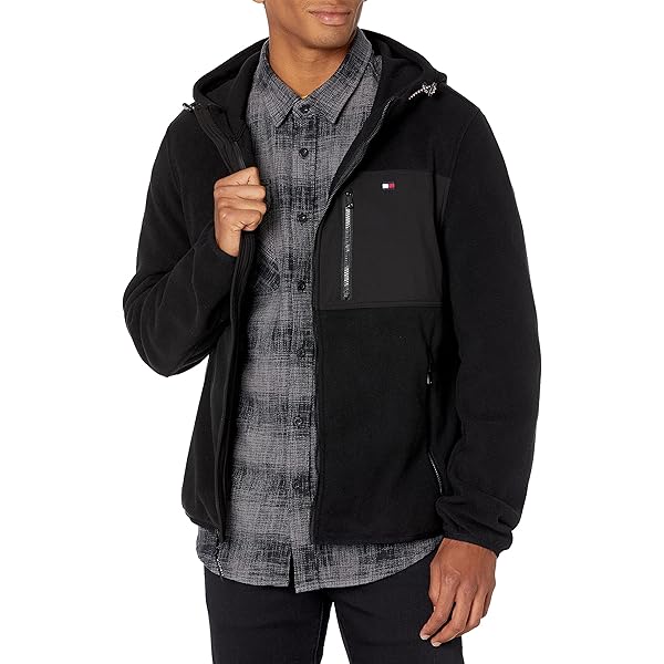 Chaqueta Con Capucha Y Cremallera En Tejido De Peluche - Negro - Hombre