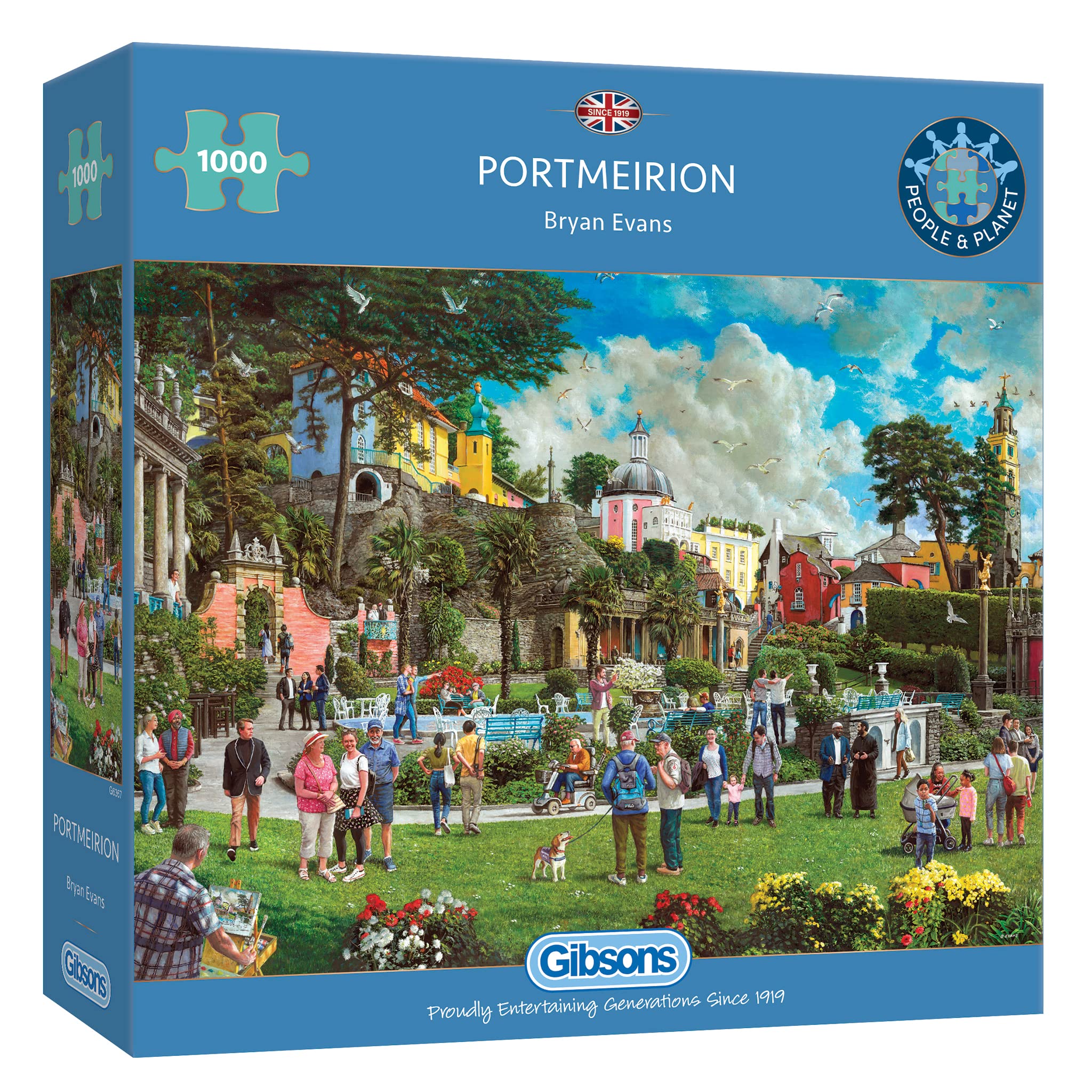 Gibsons Portmeirion 1000 Piece Jigsaw Puzzle for Adults North Wales Holiday Park Theme Sustainable Puzzle Made from 100% Recycled Thick Board Premium Quality Gift for Puzzle Lovers
