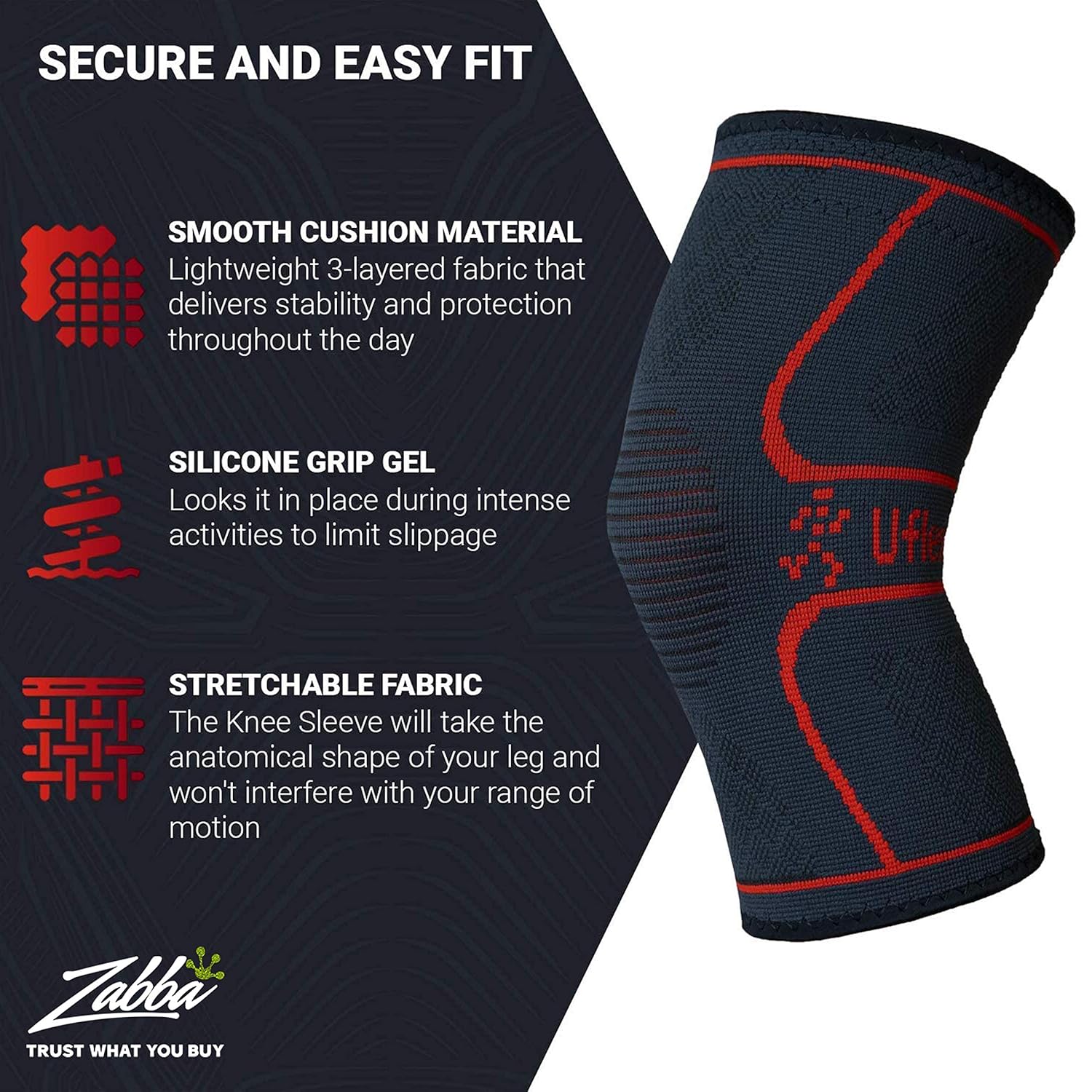 Knee Compression Sleeve for Men & Women - Knee Brace Support for Running, Jogging, Sports, Joint Pain Relief, Arthritis & Injury Recovery - Knee Braces for Knee Pain - Single Wrap Medium: Industrial & Scientific