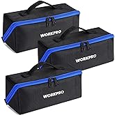 WORKPRO Tool Bag with Zipper, 10" Utility Wide Mouth Heavy Duty Tool Storage Bag, Multipurpose Zipper Tool Pouch Tote Bag for Organizer 3-pack