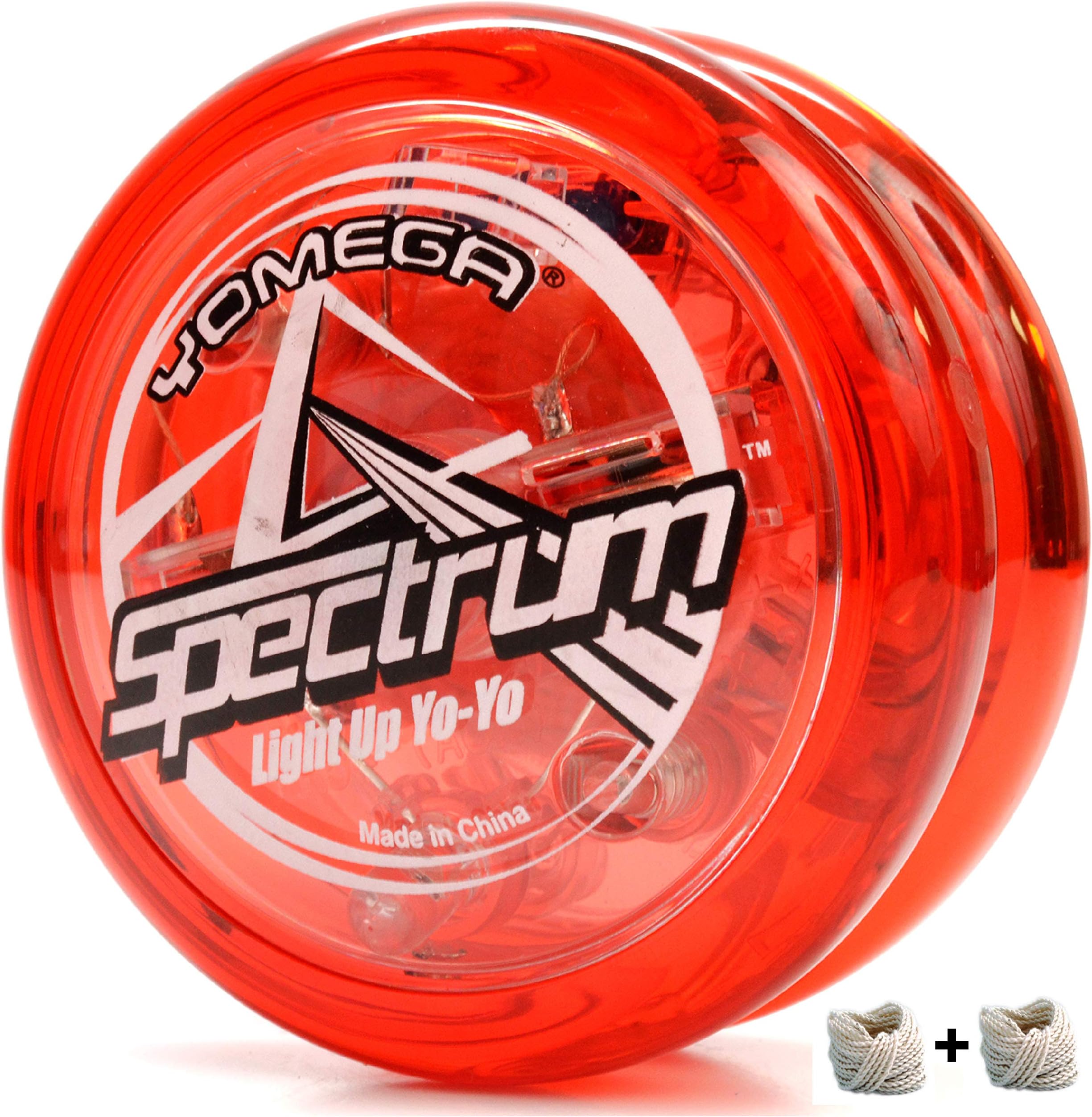Yomega Spectrum – Light up Fireball Transaxle YoYo with LED Lights for Intermediate, Advanced and Pro Level String Trick Play + Extra 2 Strings & 3 Month Warranty (Red)