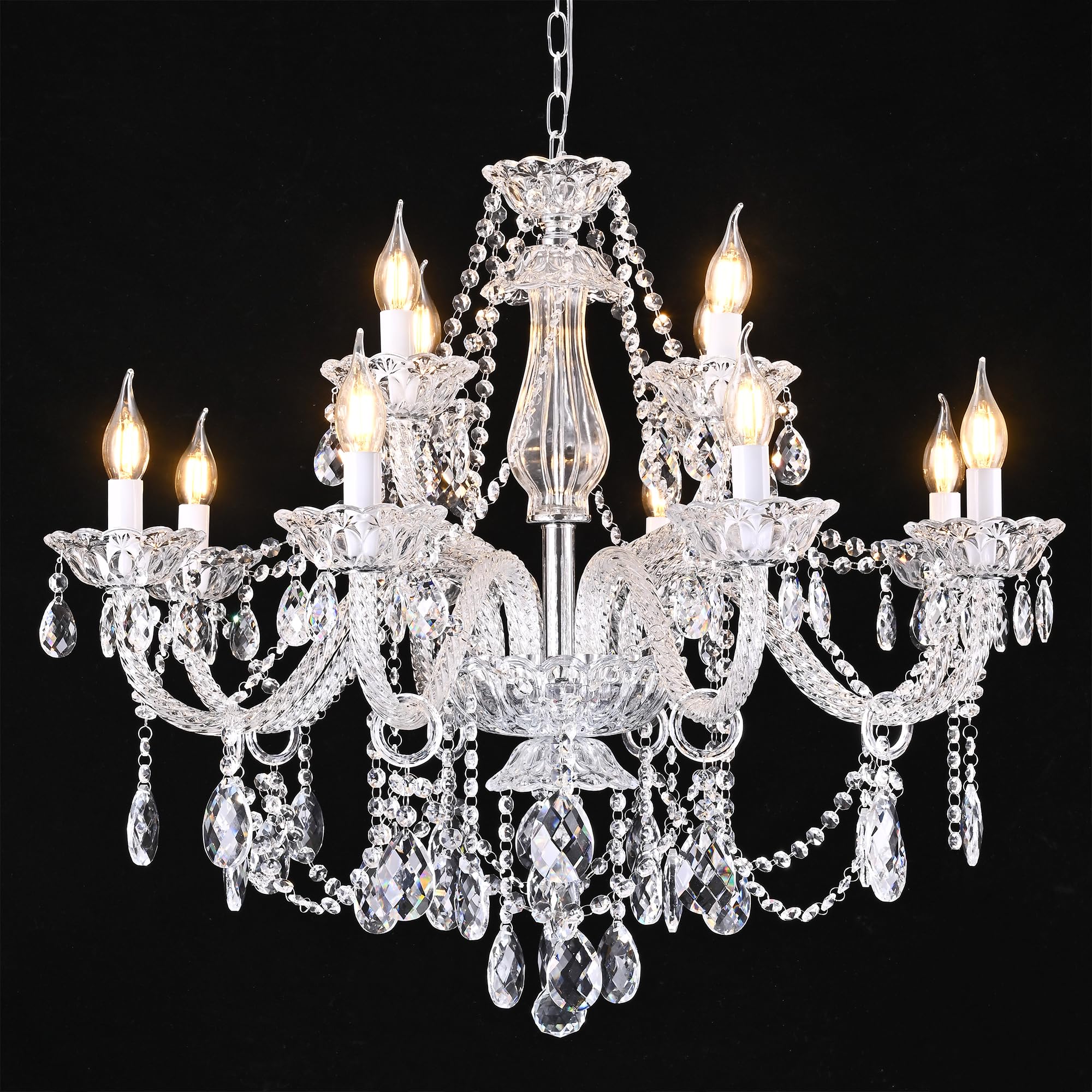 Photo 1 of *MISSING PARTS UNKNOWN*
Uboxin 12-Light Contemporary Crystal Chandelier for Living Room, Double Layer Ceiling Light Fixture with Clear Crystals for Dining Room Hallway Staircase, E12 Base (Clear 12)
