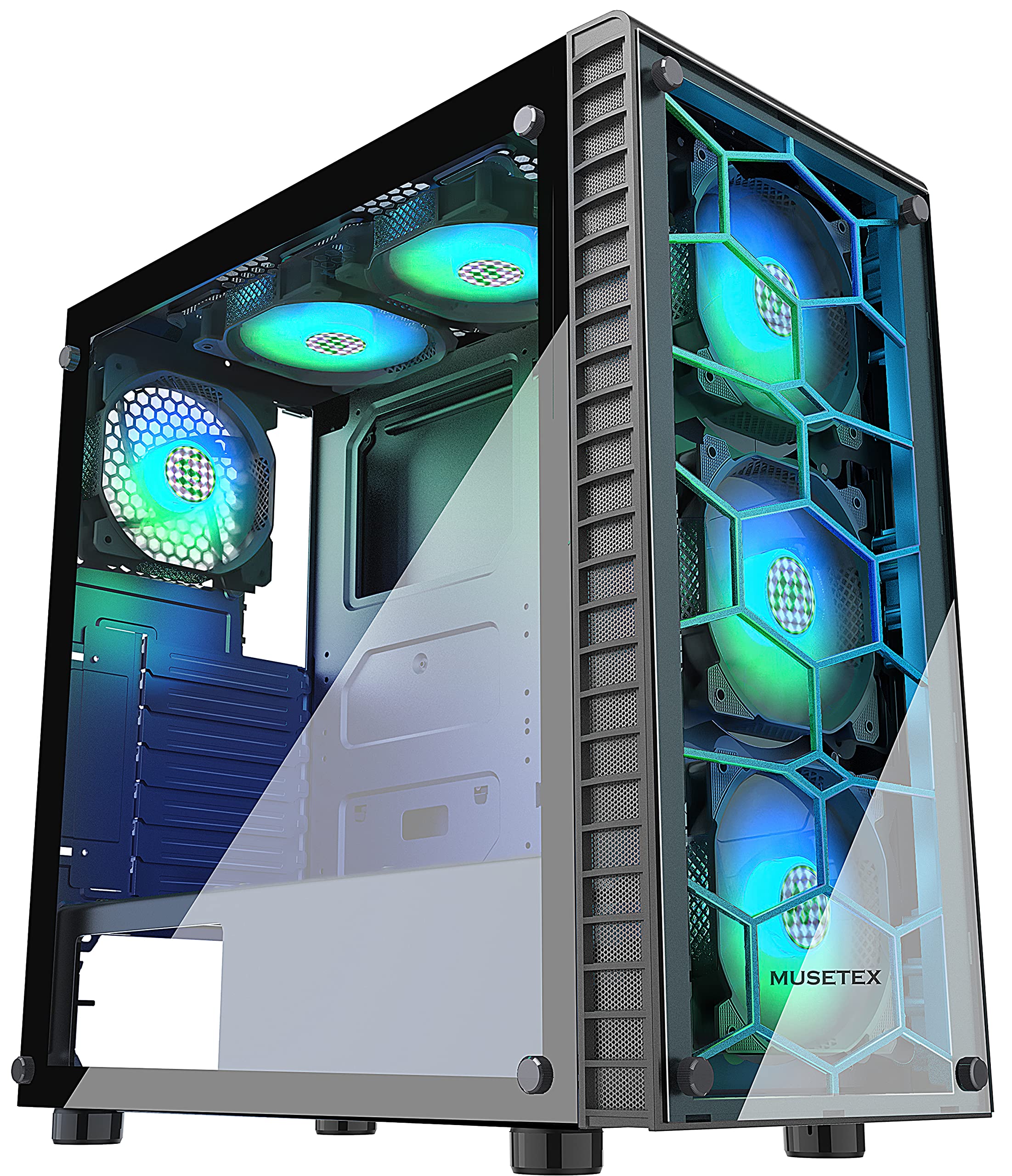 Mua MUSETEX 6pcs ARGB Fans Pre-Installed, USB 3.0 Tempered Glass ATX ...