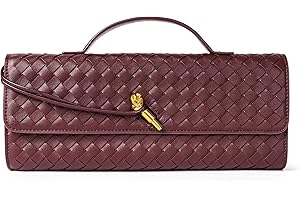 Joryin Woven Purse for Women Evening Clutch Woven Leather Handbags Crossbody Bag Purse Formal Evening Bag, Vegan Leather