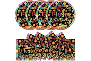 40Pcs Mexican Fiesta Plates and Napkins Party Supplies, Disposable Cinco De Mayo Paper Plates Napkins Tableware Set for Mayo 