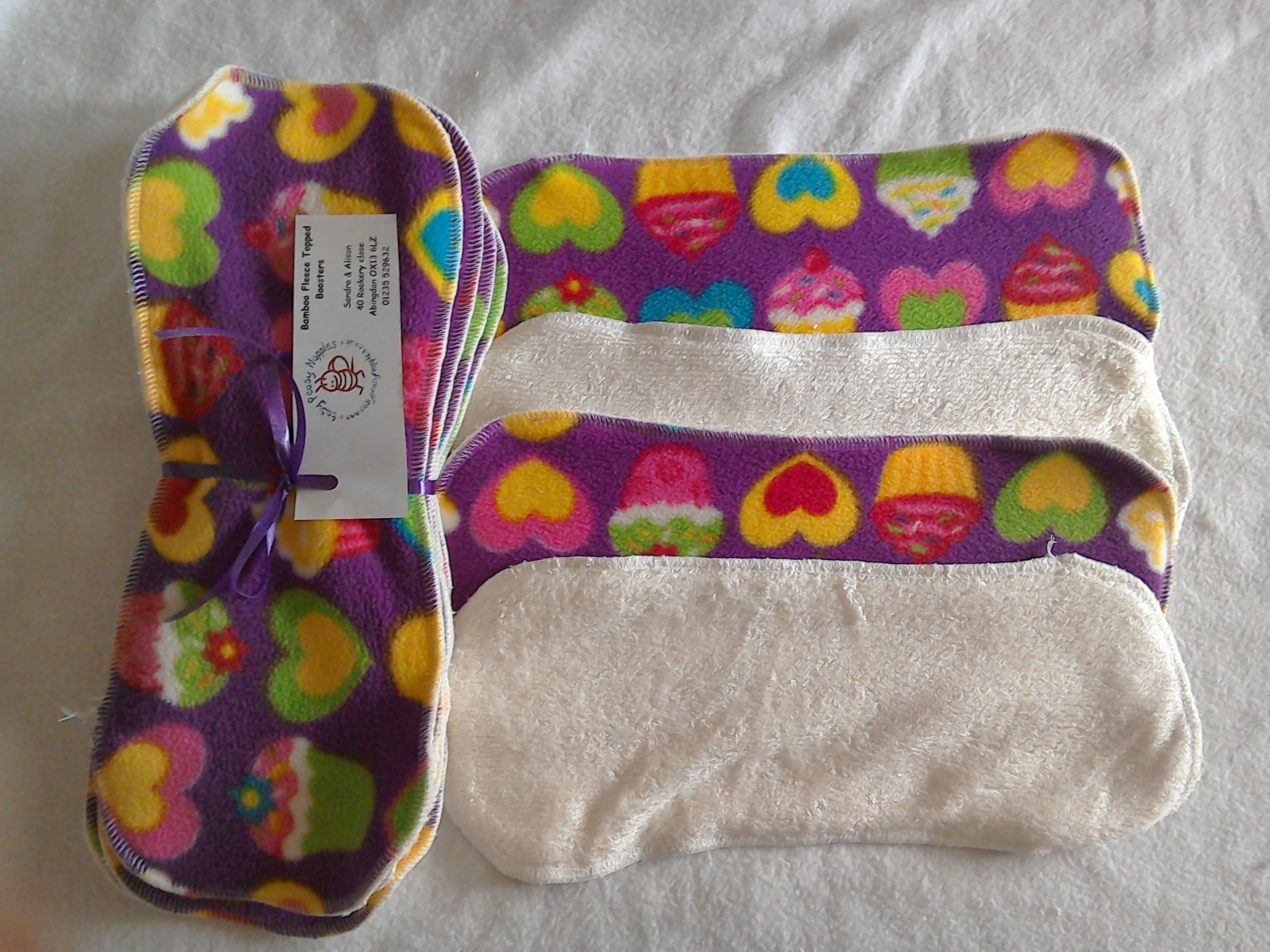 Easy Peasy Bamboo Fleece Topped Nappy Booster pk5 Cup Cake