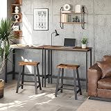 VASAGLE Bar Stools Set of 2 Saddled Seat 60 cm Rustic Brown Black LBC074B01 view 9