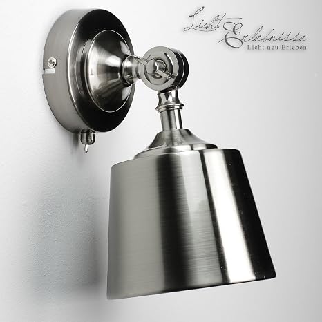 Vintage Wandlampe Mit Schalter Schwenkbar In Silber Geburstet