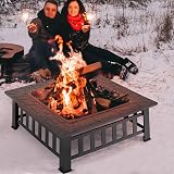 Yaheetech Square Fire Pit 86cm Outdoor Patio Heater Table with Cover view 4