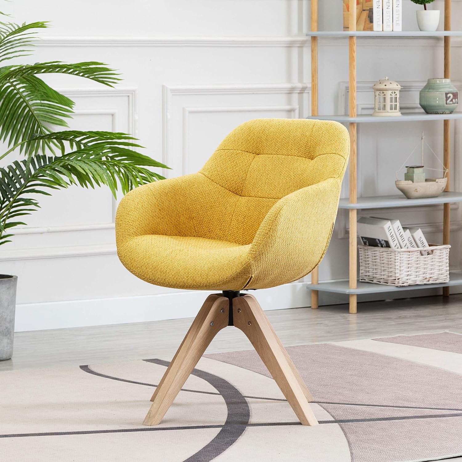 KINWELL Swivel Armchair Contemporary Fabric Accent Chair
