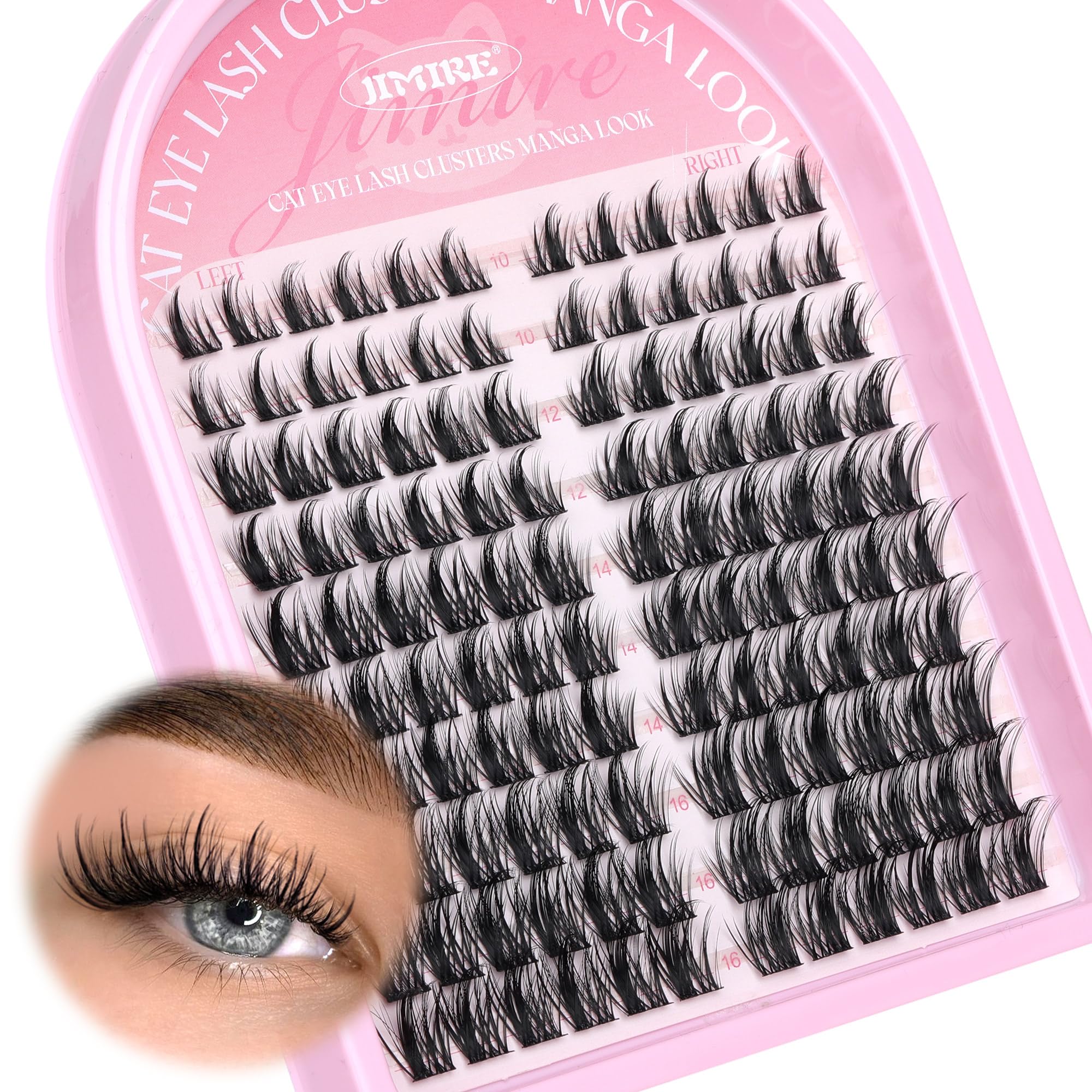 Wispy Cluster Lashes Natural Cluster Lashes Individual Eyelashes 120Pcs Manga Eyelash Clusters DIY Spiky Lash Extension Soft Cat Eye Lash Clusters 10-16MM Russian Cluster Individual Lashes by JIMIRE — image 1