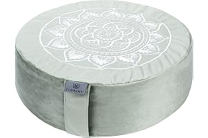 Florensi Meditation Cushion - Comfortable Floor Pillow - Traditional Tibetan Meditation Pillow with Beautiful Velvet Cover - Large Floor Cushion Seating for Adults - Premium Yoga Buckwheat Bolster