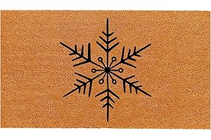 THEODORE MAGNUS Natural Coir Doormat with Non-Slip Backing - 17 x 30 - Outdoor/Indoor - Christmas Door Mat - Christmas - Snowflake - COIR-1730-15-311