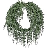 Hollyone Real Touch Cedar Wreath 24 inch for Front Door Droop Faux Cedar Winter Christmas Wreaths Window Wreath Artificial Draping Pine Plant Green Large for Mantle Wall Indoor Outdoor Xmas Decoration