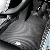 OEMATS Floor Mats for Tesla Model Y 2021-2023 2024, Custom Fit All Weather Floor Liners Car Accessories for Tesla Model Y 5-Seater, Front and Rear 2 Rows Set, Black, Set of 3 Floor Mats