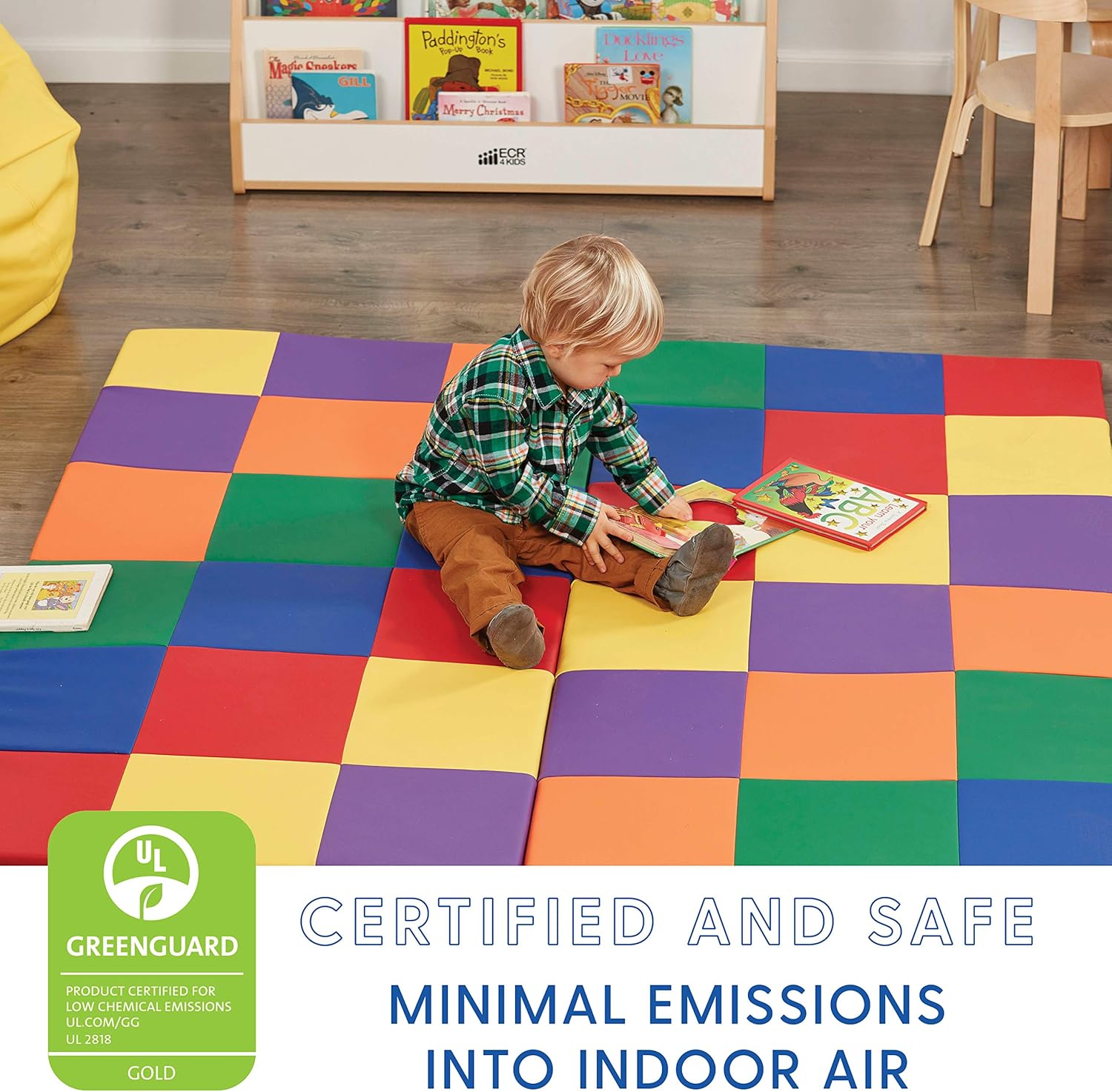 ECR4Kids Softzone Patchwork Toddler Foam Play Mat, 58-Inch Square, Floor Mats For Tummy Time, Colorful Baby Play Mat, Soft Floor Mat for School Or Daycare, Baby Play Mat, Padded Rug, Primary Colors: Industrial & Scientific
