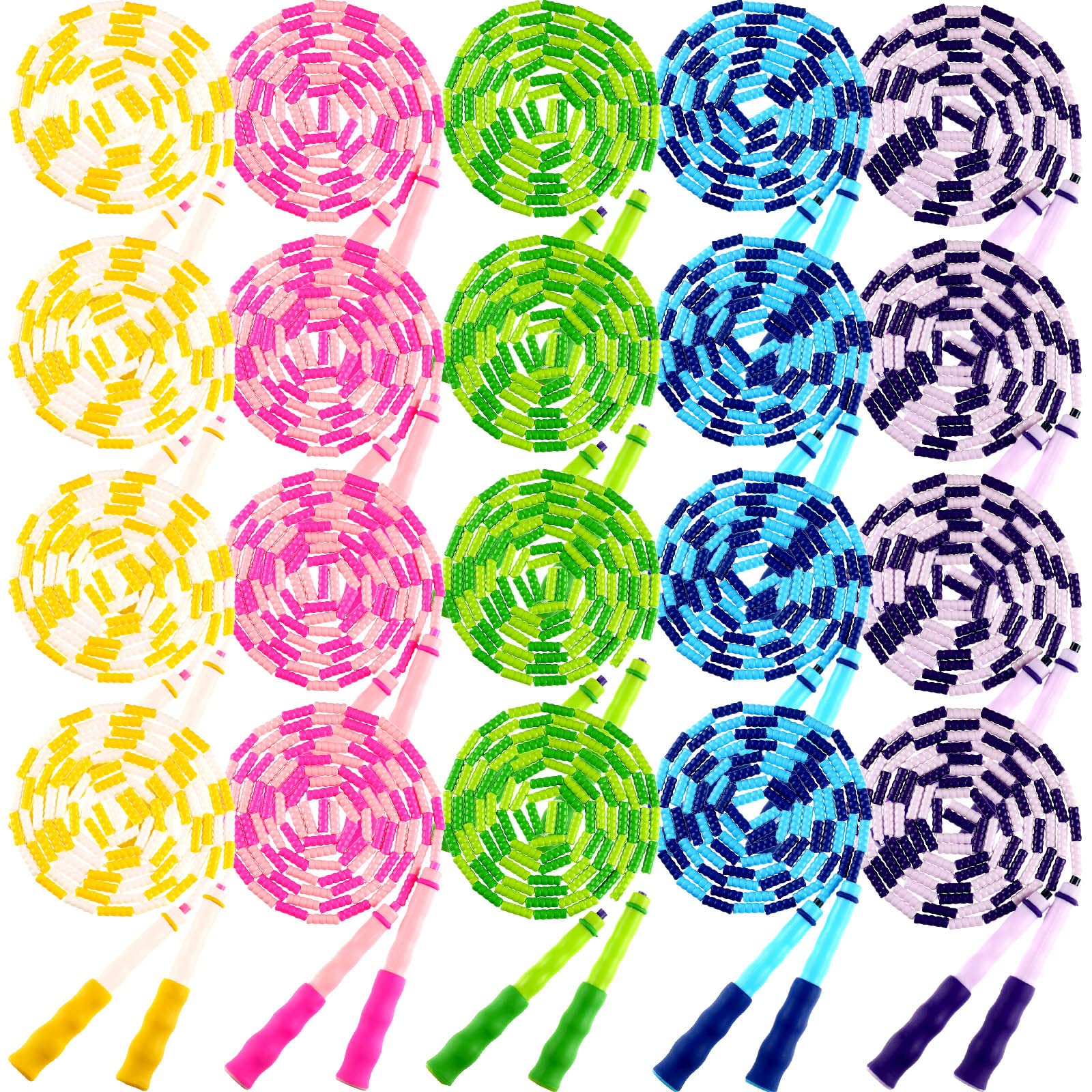 Photo 1 of 20 Pack Adults Kids Jump Ropes 9.2 Feet Adjustable Length Tangling Free Segmented Skipping Rope with Soft Beaded Segment Equipment for Kids Women Men Exercise Training Workout Weight Loss, 5 Colors