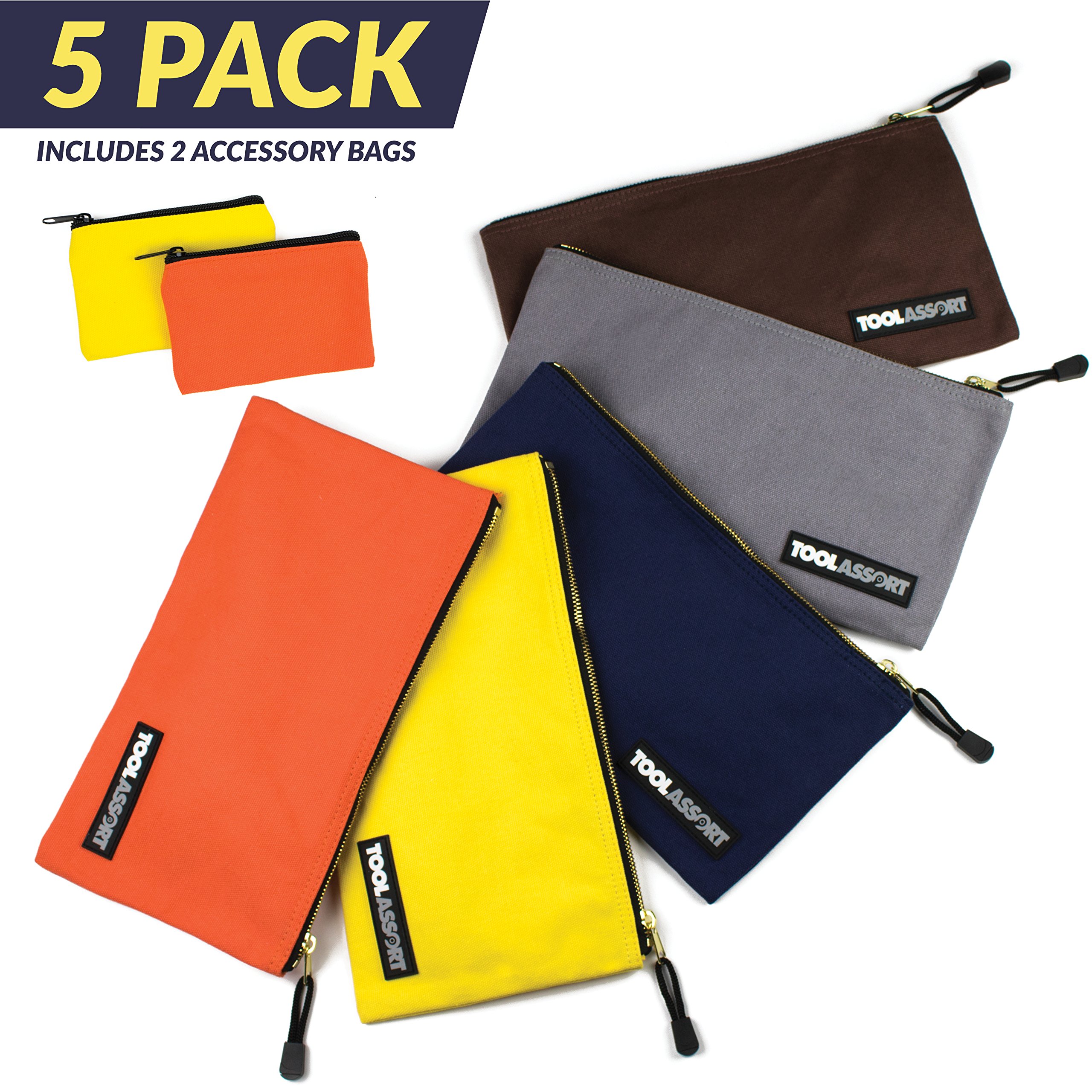 Canvas Tool Pouch, Zipper Bags Offer Durable Storage and Includes 2