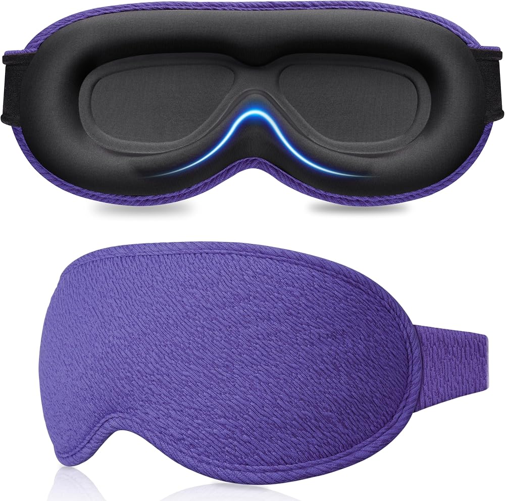 Gritin 100% Blackout Sleep Mask Deep Purple Ergonomic 3D Eye Cutout