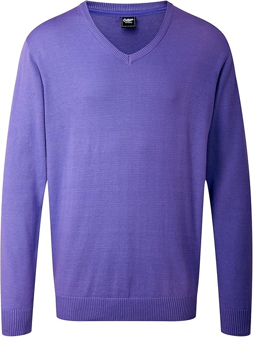 Cotton Traders Mens VNeck Jumper Sweater Knitwear Dark Lilac 4XL