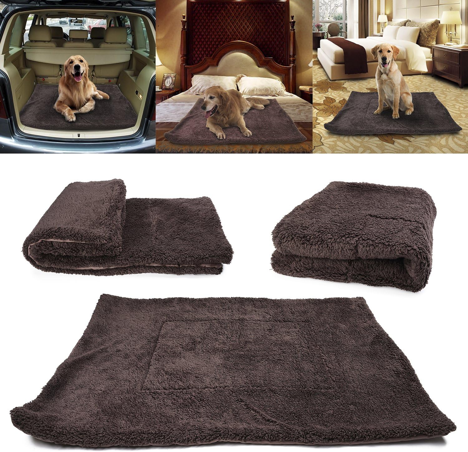 Waterproof Dog Blankets for Small Medium Large Dogs - Washable Cat Blanket,Soft Warm Fleece Pet Puppy Bed Blankets Soft Plush Reversible Throw Blanket for Couch Car,Sofa,Chair(Brown)