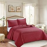 Prime Linens 3 Piece Inspiration Quilted Bedspread Red King Set