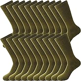 10 Pairs Men Military Socks Army Socks Green Crew Boot Sock for Soldiers Policemen Firefighter Working Sports