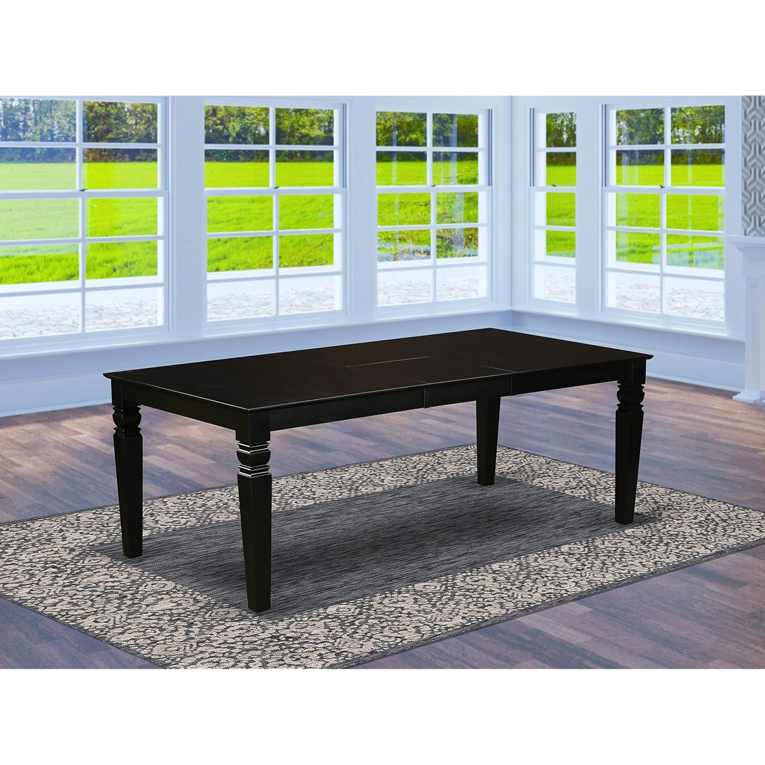 LGTBLKT East West Furniture Logan Dining Table Black Table Top