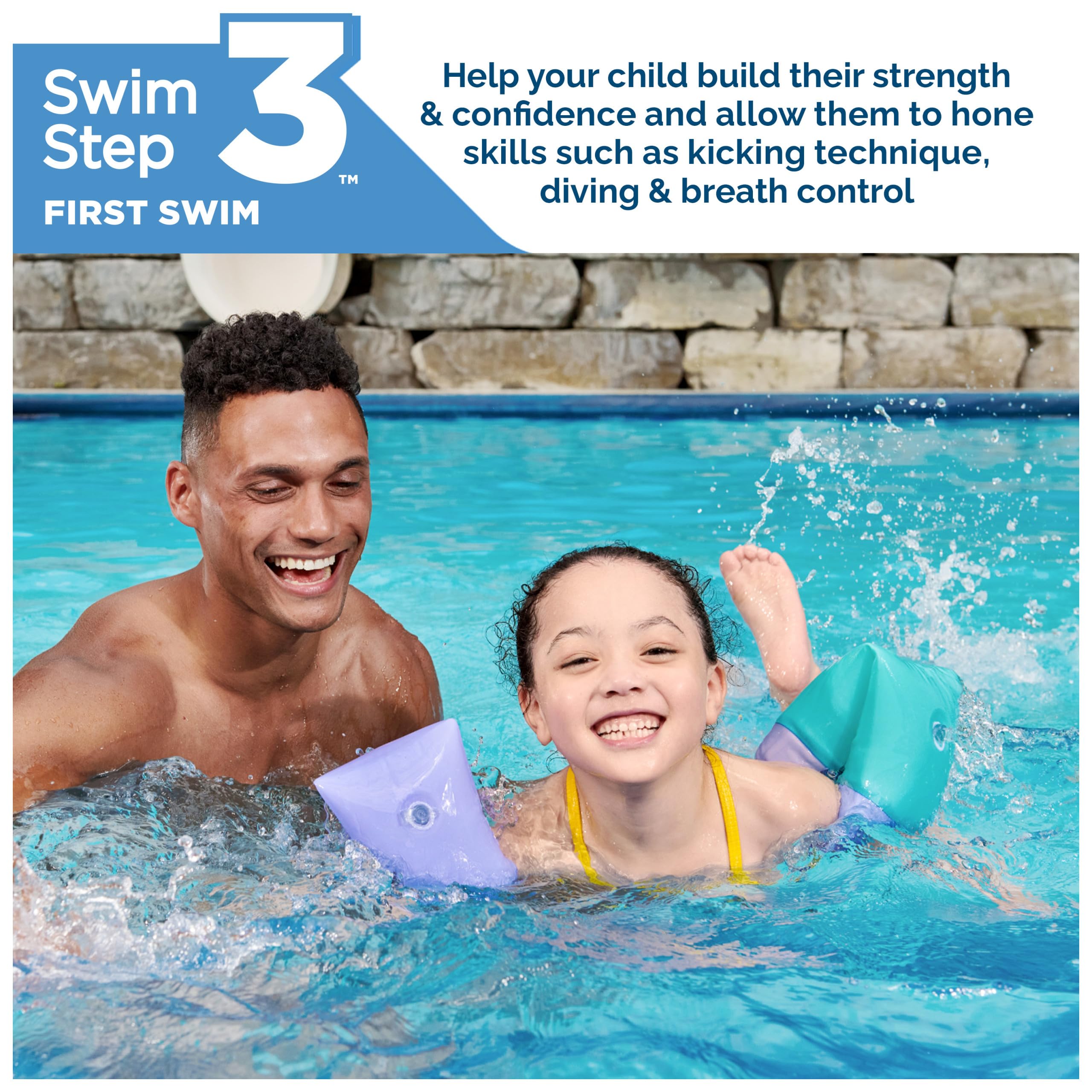 Swimways Soft Swimmies Toddler Floaties, Learn-to-Swim Inflatable Pool Floats & Arm Floaties, Swimming Pool Accessories for Kids Aged 3-5, Purple