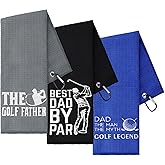 Moukeren 3 Pcs Funny Men Golf Towels Microfiber Christmas Embroidered Ball Towel with Clip for Men Golf Bags Xmas Birthday Gifts for Golfball Fan Present