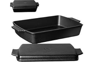 2-In-1 Pre Seasoned Cast Iron Dutch Oven With Skillet Lid,Cast Iron Griddle pan, 6QT, 9"x13"