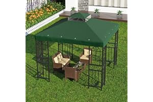 BIG LIGHTING DEALS 10'x10' Replacement Canopy Top Cover Only for Gazebo, Double Tiered Gazebo Covers for Outdoor Patio Garden Canopy(Green)