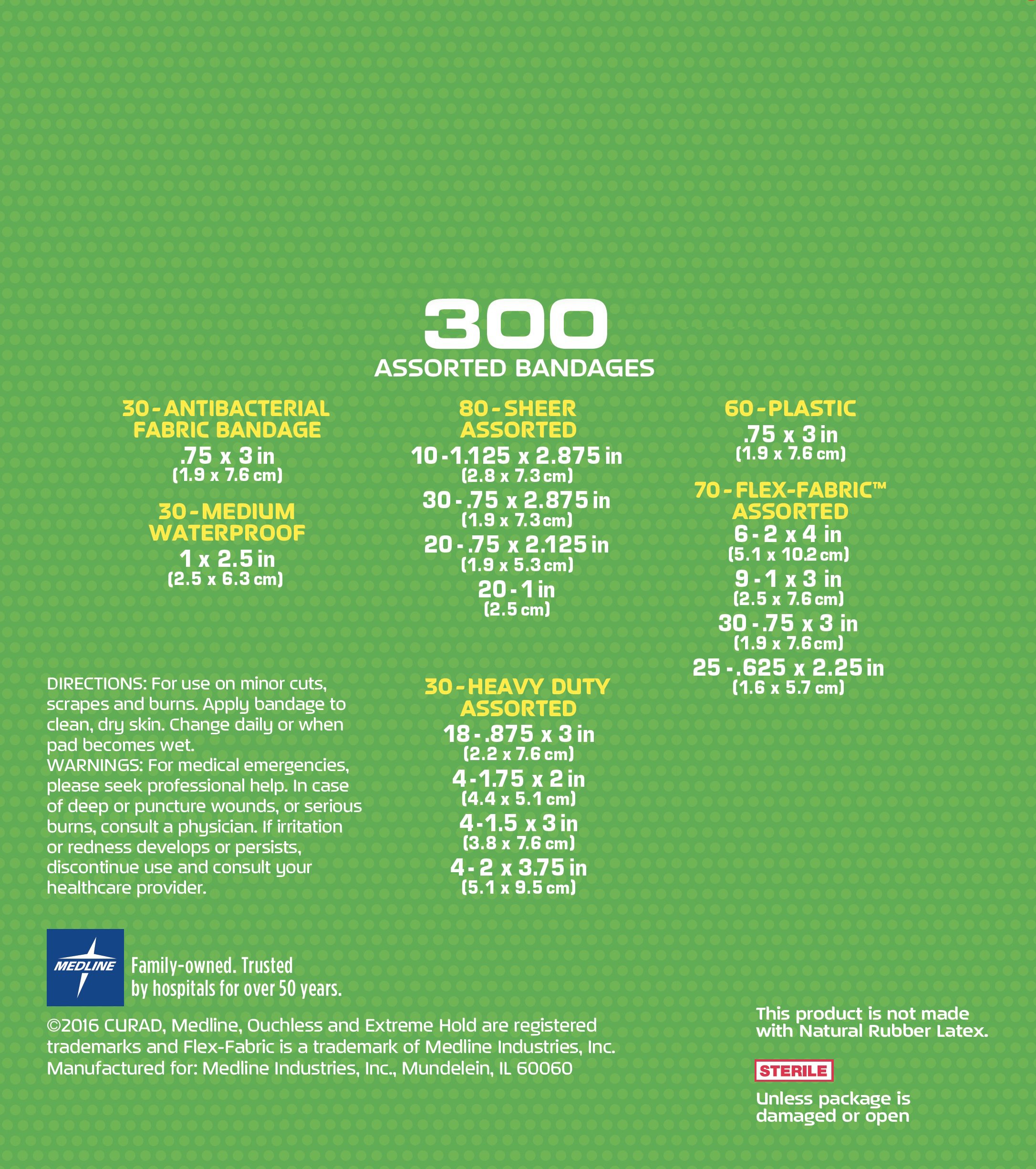 Curad Assorted Bandages Variety Pack 300 Pieces, Including