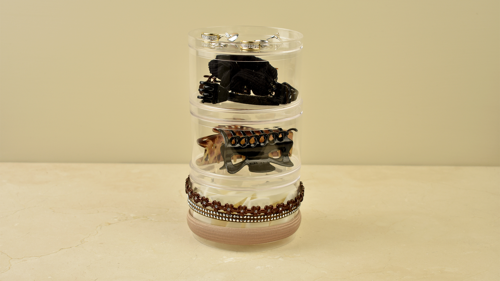 STORi Stackable Clear Plastic Hair Accessory Containers with Lids Set