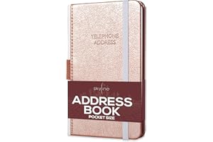 Skyline Address Book – Mini Telephone Contact Book with Password Log for Purse – Small Phone Number Book for Women & Men – Pocket Size, 3.5x6.2″, Hardcover (Rose Gold)