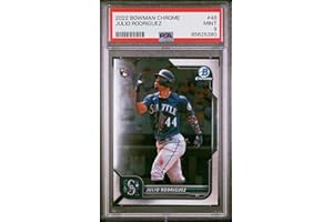 HOFSM.COM HALL OF FAME SPORTS MEMORABILIA Graded 2022 Topps Bowman Chrome Julio Rodriguez #48 Rookie RC Baseball Card PSA 9 Mint