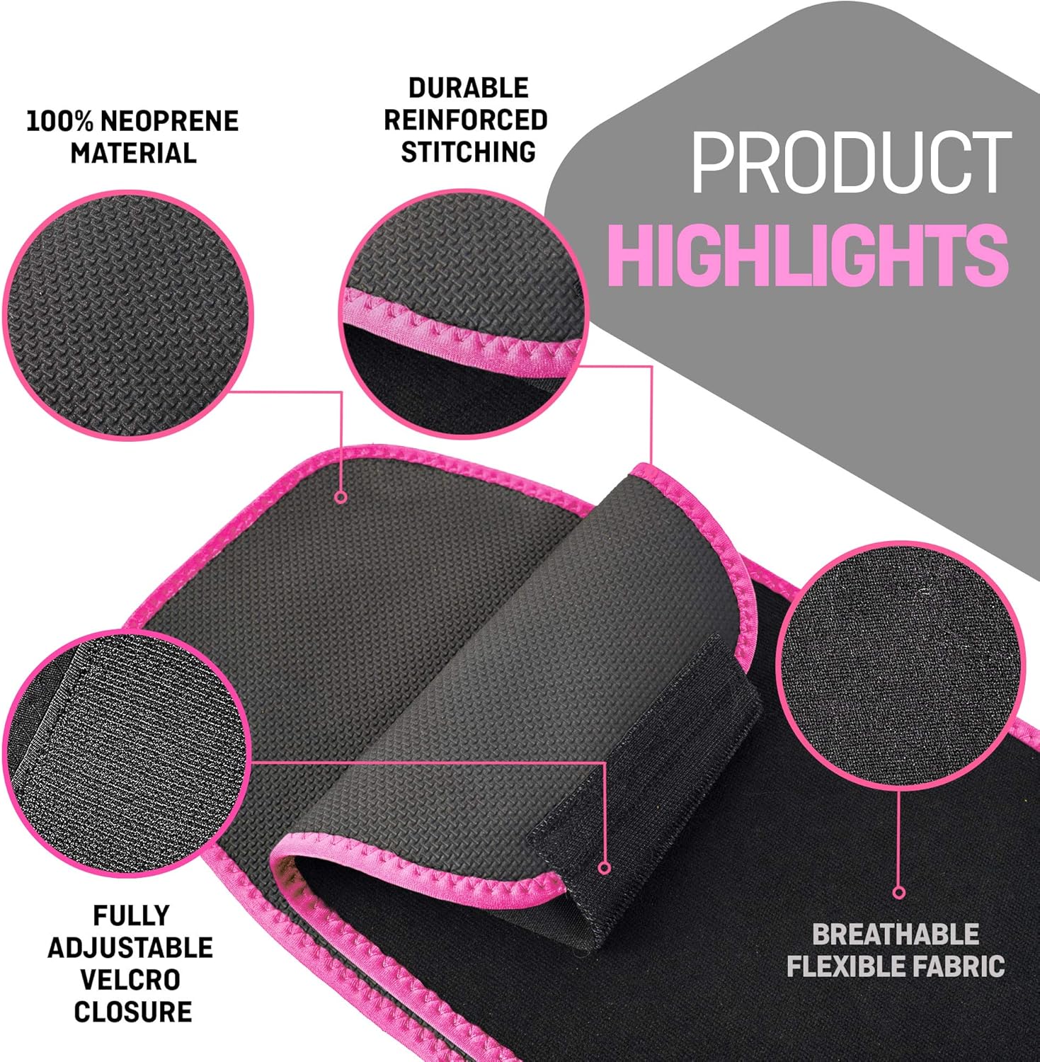 Perfotek Waist Trimmer Belt, Sweat Wrap, Tummy Toner, Low Back and Lumbar Support with Sauna Suit Effect, Abdominal Trainer (Pink): Clothing